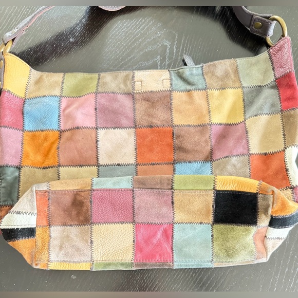 Multicolor Leather & Suede Patchwork Hobo Bag - Picture 3 of 5